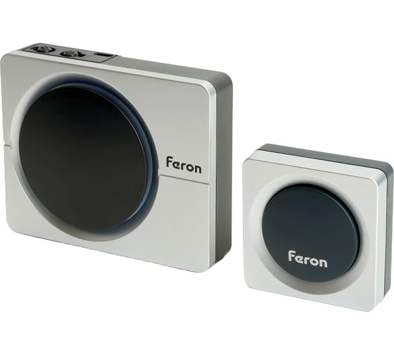 Изображение товара Дверной беспроводной звонок FERON e-382 электрический 38 мелодий серебро, черный с питанием от батареек и от сети через usb 48923