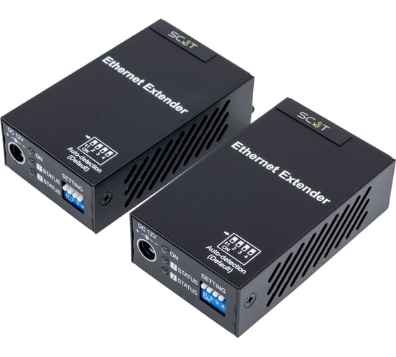 Изображение товара Комплект удлинителей Ethernet SC&T IP09K по витой паре до 800 м sct1458