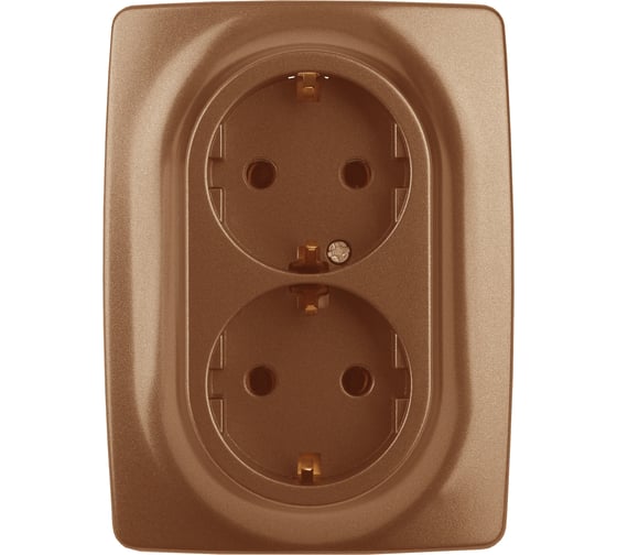 Изображение товара Розетка ЭРА 12210614 2x2PE Schuko,16A-250В, IP20, Эра12, медь Б0031236