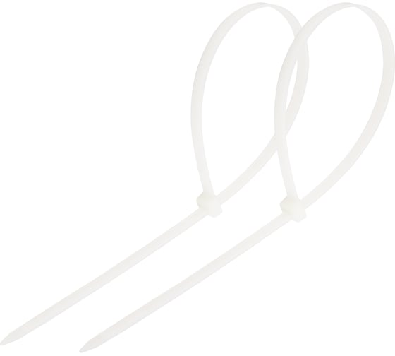 Изображение товара Нейлоновая кабельная стяжка REXANT 200x7,6мм, белая 100 шт/уп 07-0202