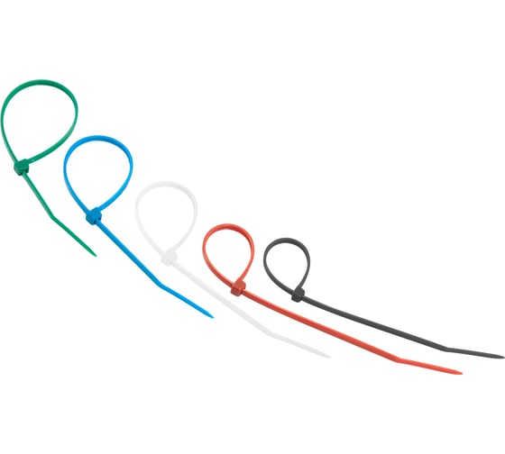 Изображение товара Нейлоновая кабельная стяжка REXANT 150x2,5мм, набор 5 цветов 25 шт/уп 07-0158-25