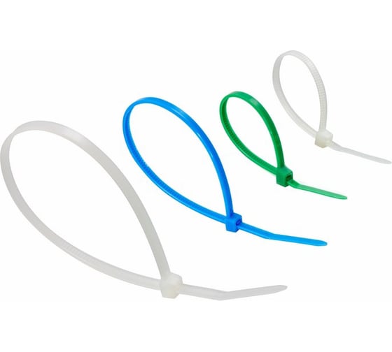 Изображение товара Набор нейлоновых стяжек REXANT 100, 150, 200 мм, цветные, НХ-1, тубус 200 шт. 07-7201