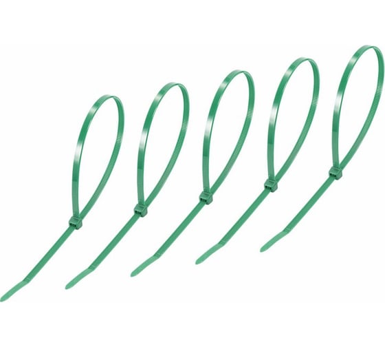 Изображение товара Нейлоновая кабельная стяжка REXANT 300x4,8мм, зеленая 25 шт/уп 07-0303-25