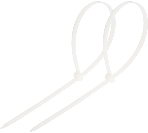 Изображение товара Нейлоновая кабельная стяжка REXANT 250x3,6мм, белая 100 шт/уп 07-0250