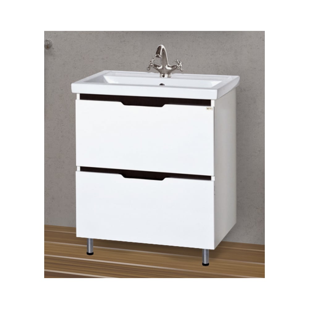 Изображение товара Тумба с раковиной Misty лайм 70 комбинированная с 2 ящиками современный дизайн