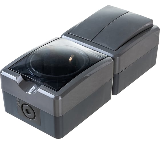 Изображение товара Блок: розетка+вертикальный двойной выключатель ЭРА Эксперт 11740803 IP54, 16A, 250В, ОУ Б0036007