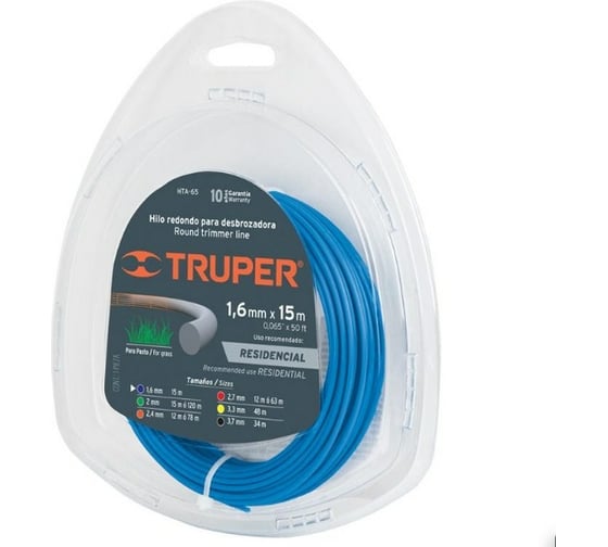Изображение товара Леска (1,6 мм х 15 м) для триммеров  HTA-65 Truper 17605