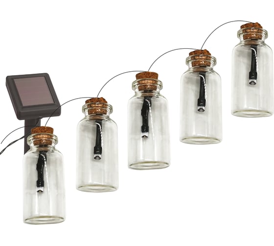 Изображение товара Садовая гирлянда ЭРА ERAGS08-05 10 подсвечиваемых светодиодами бутылочек Б0038507