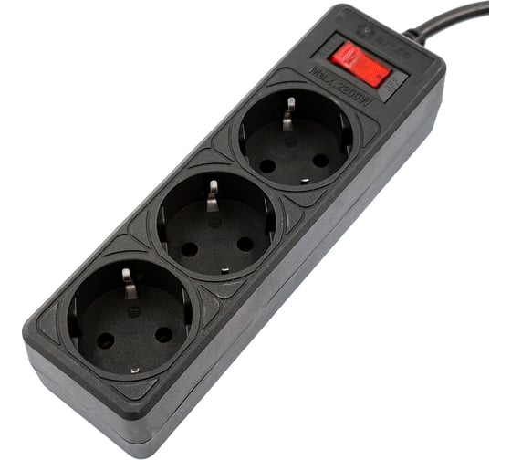 Изображение товара Сетевой фильтр 5Bites garda 3s 3x0.75mm2 1m black SP3B-510