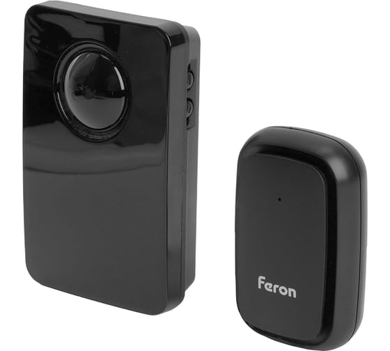 Изображение товара Дверной беспроводной звонок FERON e-381 электрический 38 мелодий черный с питанием от батареек, 48921