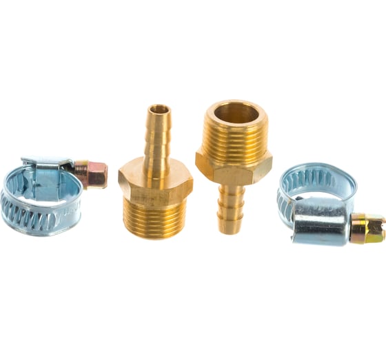 Изображение товара Штуцер пневматический наружная резьба 3/8- елочка 6 мм ROCKFORCE  RF-MH06/04 RF-MH06/04(1902)