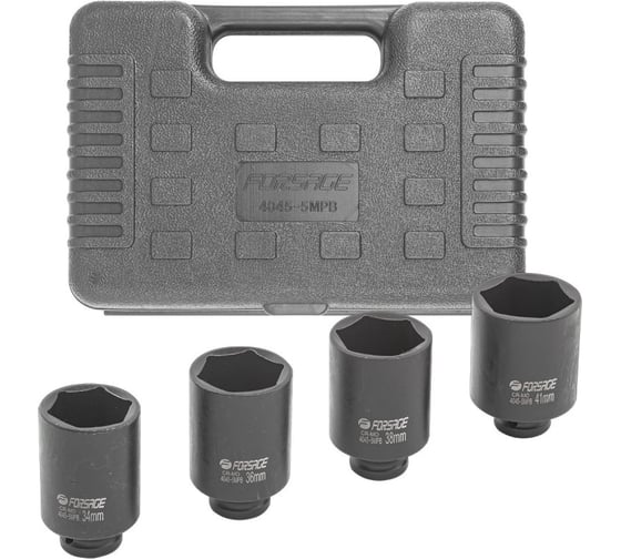 Изображение товара Набор головок ударных глубоких 6-гранных 1/2"DR, 4-предмета, в кейсе Forsage F-4045-5MPB(52972)