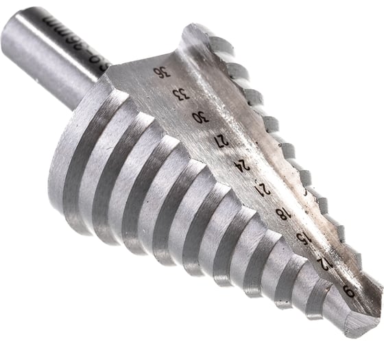 Изображение товара Ступенчатое сверло по металлу Курс HSS 9 ступеней 9-36 мм 36404