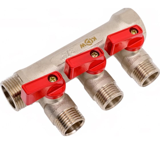 Изображение товара Коллектор KROMWELL с отсекающими шаровыми кранами 3 выхода 3/4" x 1/2" EU.ST3042135 3x34x12_k