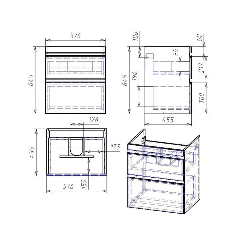 фото Тумба dreja eco grace pus 60, белый лак, 2 ящика 99.0904