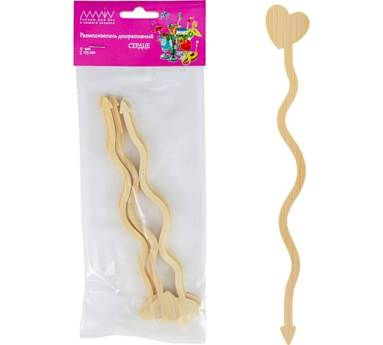 Изображение товара Размешиватель для напитков ALMIN h175 мм 6 шт./уп СЕРДЦЕ БАМБУКОВЫЙ "" 1/72 GD-7811