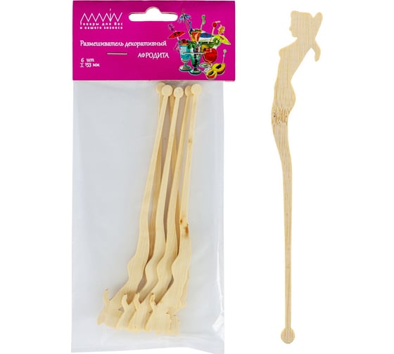 Изображение товара Размешиватель для напитков ALMIN h153 мм 6 шт./уп АФРОДИТА БАМБУК "" 1/72 GD-7801
