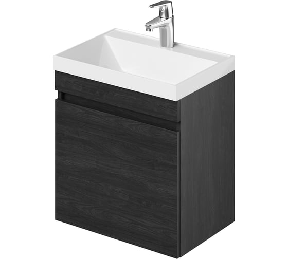 Изображение товара Тумба с раковиной подвесная распашная IKA Аlta 50 494x344x548 Морское дерево Карбон 4657810332911
