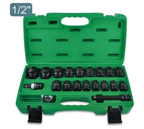Изображение товара Набор ударных головок 6-гранных 10-32 мм, 1/2"DR, 27 предметов TOPTUL GCAI2701