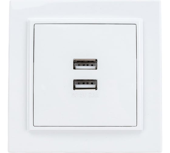 Изображение товара Розетка EKF USB Минск 2-местная, СП 2, 1А, белая ERR-2USB-100