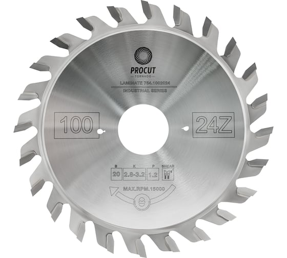 Изображение товара Диск подрезной составной (100x20x2.8/3.6/p=2.4 мм; 12+12) PROCUT 754.1002024