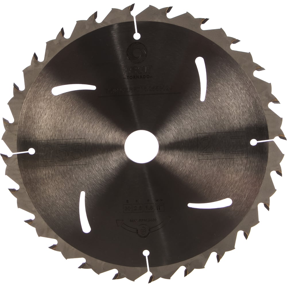 Изображение товара Диск универсальный по древесине и фанере 255 мм 24 зуба PROCUT