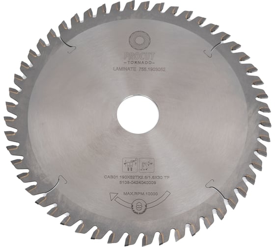 Изображение товара Диск отрезной для ламината и МДФ (190x30x2.6/1.6 мм; Z=52 TFZ) PROCUT 755.1903052