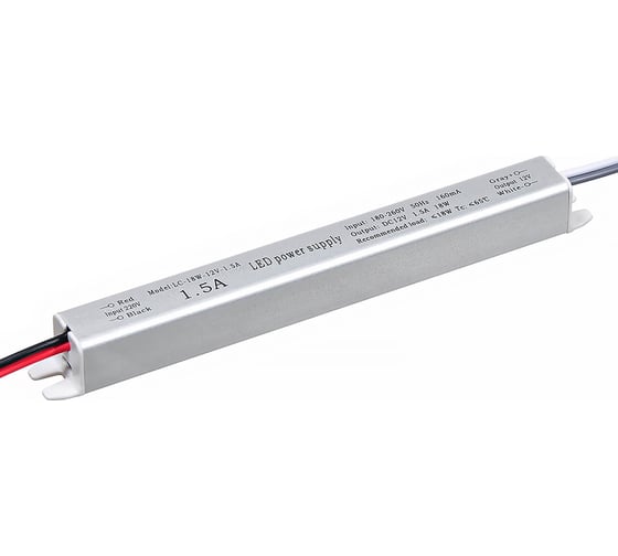 Изображение товара Блок питания LEDCRAFT LC-K18W-12V 1.5 А карандаш 172x18x18 418010050