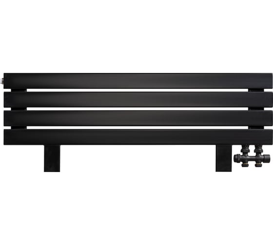 Изображение товара Горизонтальный радиатор ARBIOLA Liner Gorizont VZ 1000-36-04 4 секции, c нижним подключением, с ножками, GVR, RAL 9005 матовый черный 258910