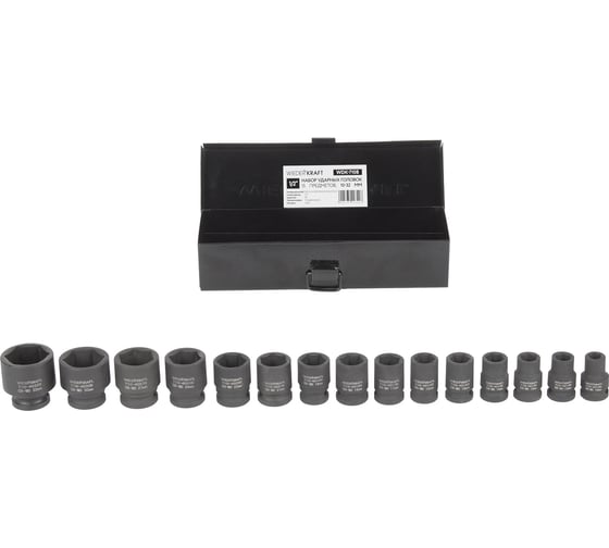 Изображение товара Набор ударных головок (15 пр, 1/2", 10-32 мм) WIEDERKRAFT WDK-710B