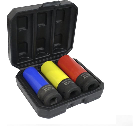 Изображение товара Набор ударных головок тонкостенных (3 шт, 1/2", 17-21 мм) с увеличенным рабочим ресурсом WIEDERKRAFT WDK-703HD