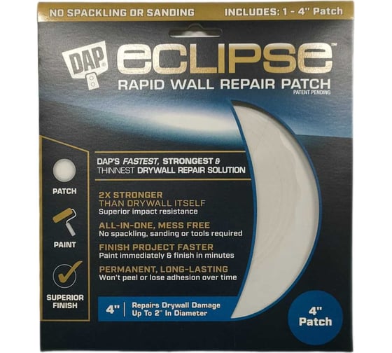 Изображение товара Самоклеящийся патч (заплата) DAP для экспресс ремонта без шпатлевания eclipse, размер 4" (10 см) DAP 9164
