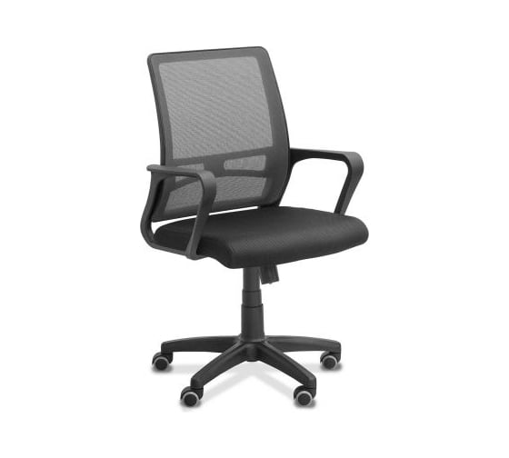 Изображение товара Кресло оператора Юнитекс "Акцент" A/ спинка сетка/ сиденье ткань, чёрная YM01, чёрная TW01, Akc/A/YM01/TW01