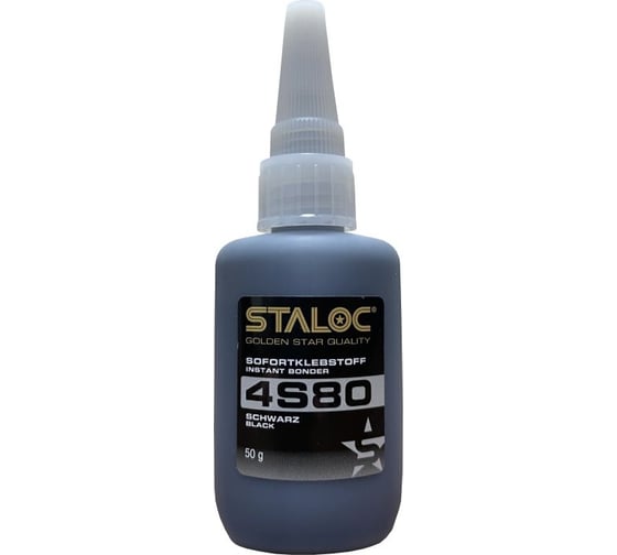 Изображение товара Моментальный цианоакрилатный вибростойкий резинонаполненный черный клей STALOC 4s80 50 гр 104409027