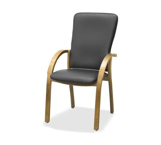 Изображение товара Кресло посетителя Юнитекс "Джуно Комфорт" орех экокожа черная CN1114 DgK/тo/CN1114