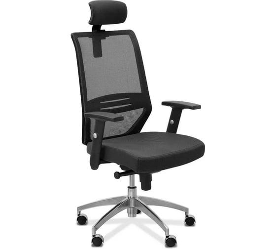 Изображение товара Кресло Юнитекс "Aero" X/SL/1D/h спинка сетка черная B01, сиденье ткань черная TW01 с подг. AE/X/SL/1D/h/B01/TW01