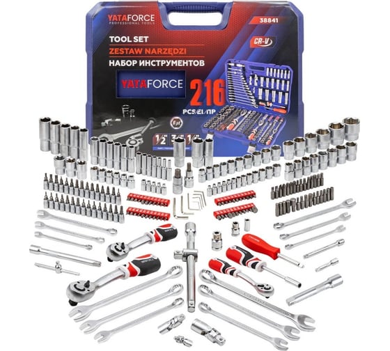 Изображение товара Набор инструментов YATAFORCE 216 предметов 6 гр.1/4'', 3/8'', 1/2'' YF-38841(52566)
