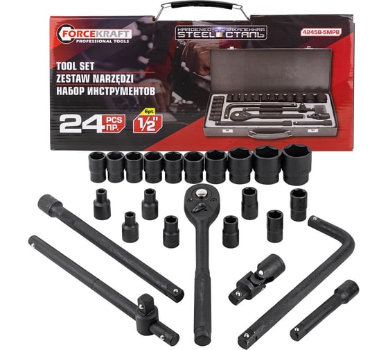 Изображение товара Набор инструментов Forcekraft 24пр. 1/2" ( 6гр) FK-4245B-5MPB(57604)