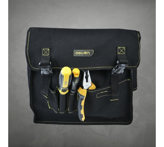 Изображение товара Сумка-планшет для инструментов DELI DL-P6 320x110x310мм (7 карманов, плечевой ремень, ткань канвас) 130330