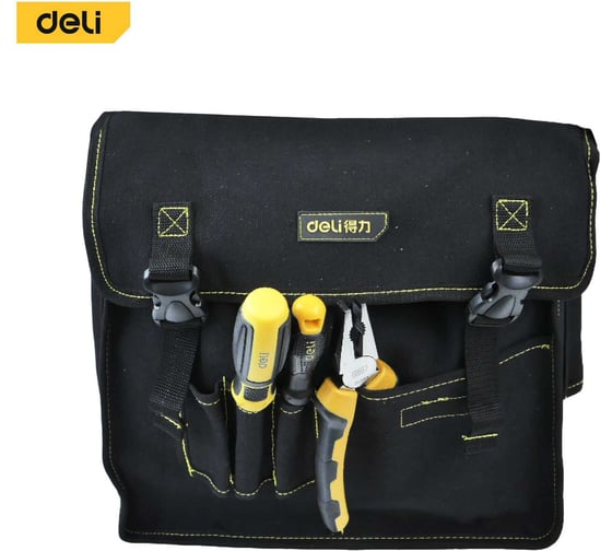 Изображение товара Сумка-планшет для инструментов DELI DL-P6 320x110x310мм (7 карманов, плечевой ремень, ткань канвас) 130330