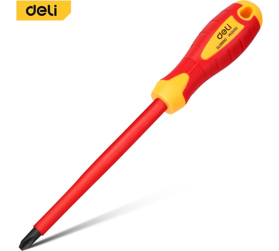 Изображение товара Диэлектрическая крестовая отвертка DELI DL518150 PH3x150мм 110594