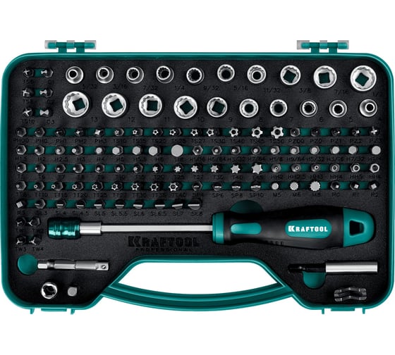 Изображение товара Набор: отвертка-битодержатель с насадками KRAFTOOL X-drive-122 122 шт. 26816