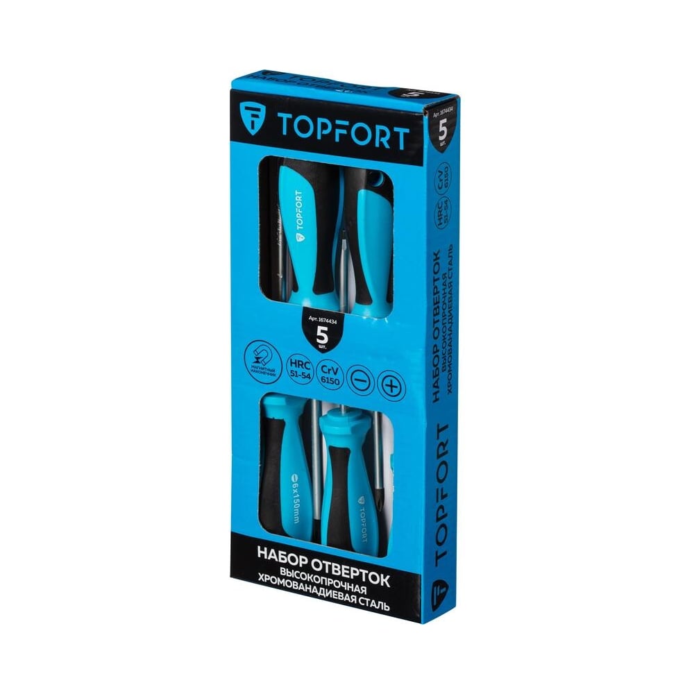 Изображение товара Набор отверток Topfort 5 шт для бытовых и профессиональных работ