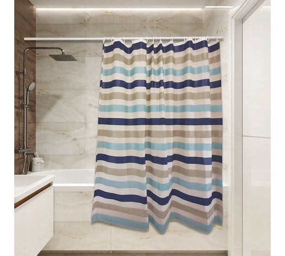 Изображение товара Штора для ванной Сантис pv-107, peva, 54 г/кв.м, нордический стиль, 180x180 см 035174