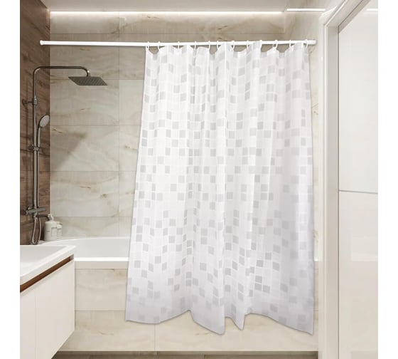 Изображение товара Штора для ванной Сантис pv-111, peva, 54 г/кв.м, мозаика серая, 180x180 см 035178