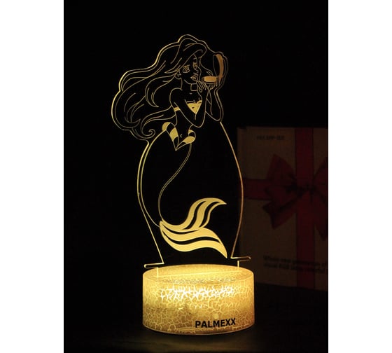 Изображение товара Светодиодный ночник PALMEXX 3d светильник led rgb 7 цветов (русалочка) PX/LAMP-059