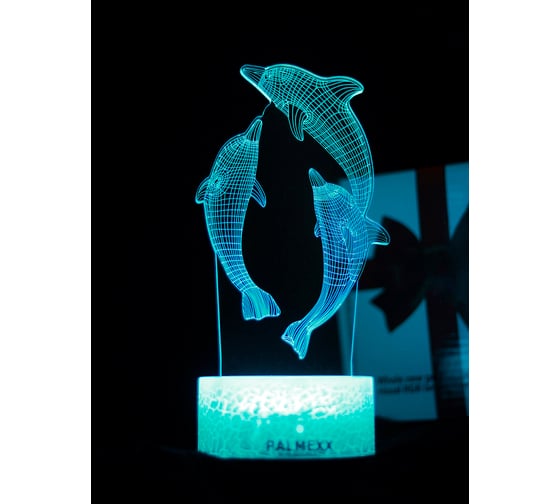 Изображение товара Светодиодный ночник PALMEXX 3d светильник led rgb 7 цветов (дельфины) PX/LAMP-046