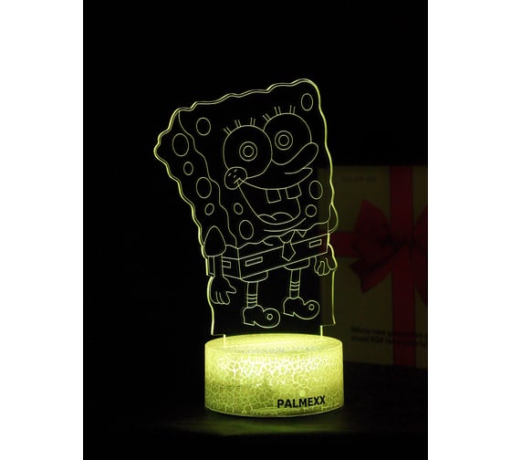 Изображение товара Светодиодный ночник PALMEXX 3d светильник led rgb 7 цветов (губка боб) PX/LAMP-052