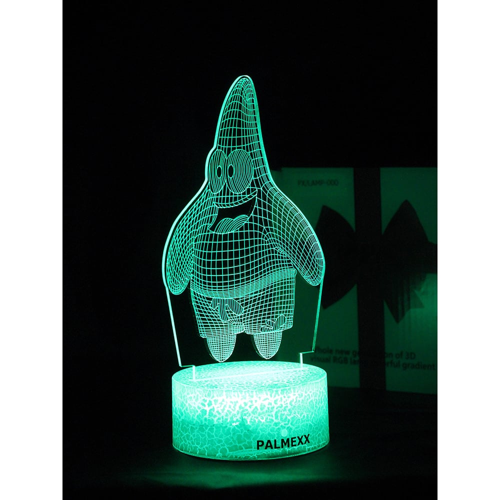 Изображение товара Светодиодный ночник PALMEXX 3D LED RGB 7 цветов патрик звезда PX/LAMP-057