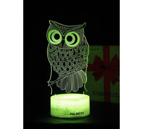 Изображение товара Светодиодный ночник PALMEXX 3d светильник led rgb 7 цветов (сова) PX/LAMP-065